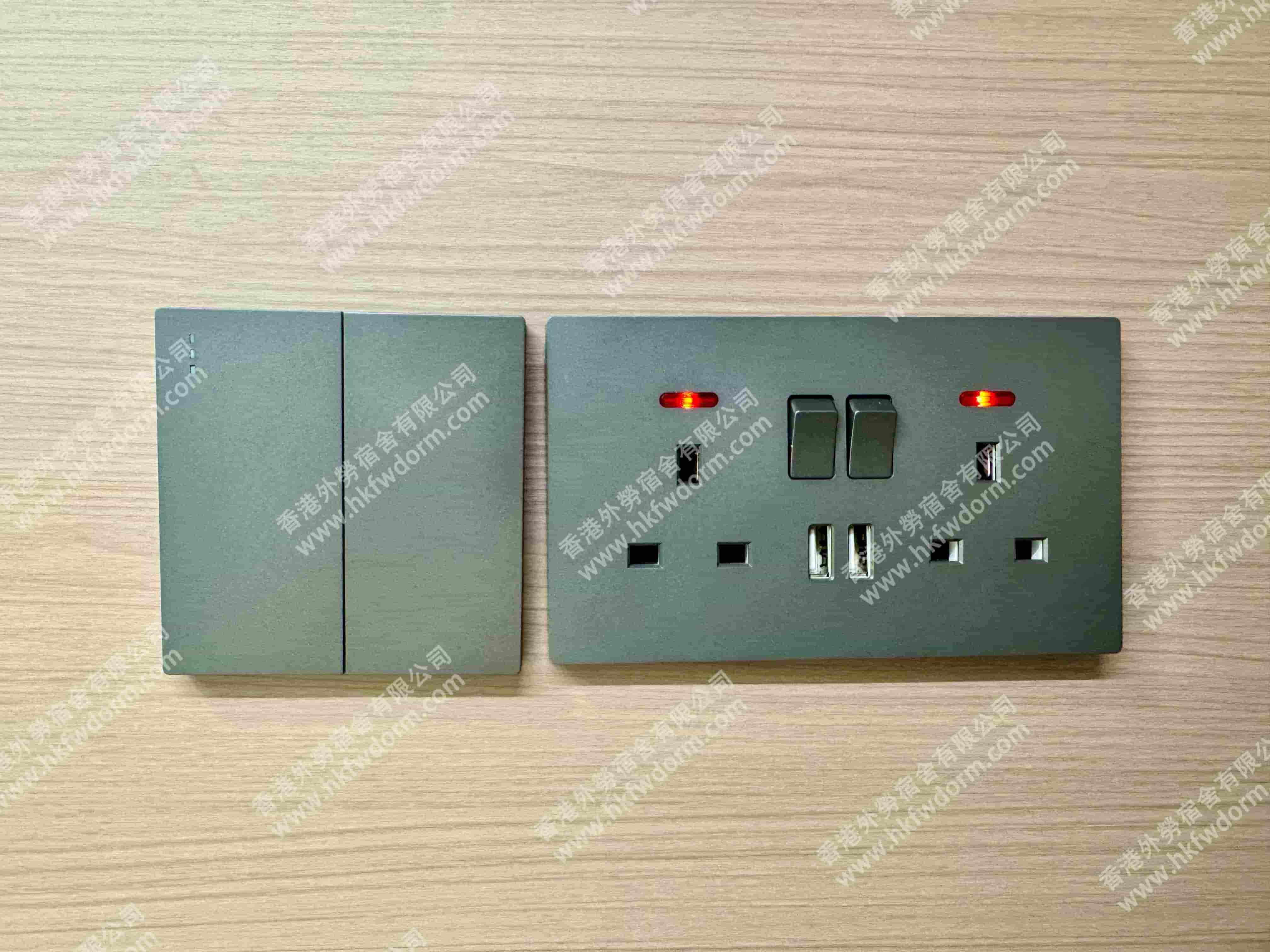 香港外勞宿舍充足插座,每床位多個電源插座